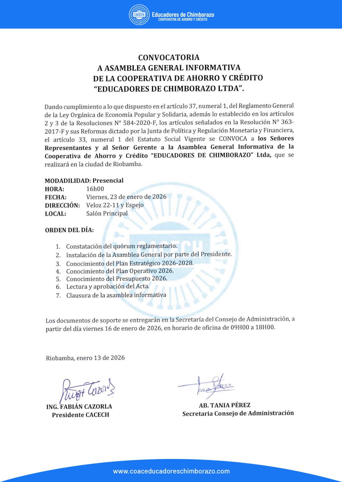 CONVOCATORIA 23 ENERO 2026